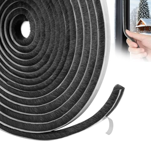 YOUSHARES Tira de Sellado de Costura de Puerta, Burlete Puerta Entrada - Burletes Autoadhesivos para Ventanas, Burlete Ventana Corredera, Puertas Exteriores, Ventanas (Negro)