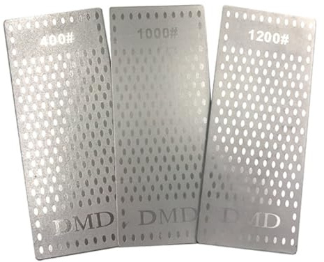 Lot de 3 pierres à aiguiser diamant unilatérales grain 400 1000 1200 utilisation polyvalente pour la cuisine, le jardin, le travail du bois, aiguisoir haute durabilité