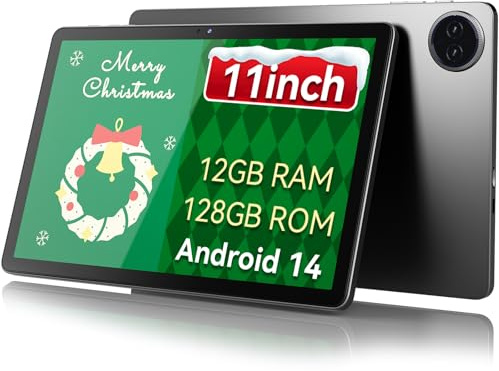DigiLand 2025 Android 14 Tablet da 11 pollici, display MediaTek Helio Octa-core HD ISP, tablet Android grigio, 12 GB di RAM + 128 GB di spazio di archiviazione,Widevine L1,7000 mAh,Wi-Fi 6 (grigio)