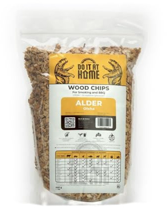 Do It At Home DIAH 500g Natural Alder Smoking Chips - Size 4-7mm for BBQ & Electric Smokers - Professional Wood Chips for Fish, Meat, Cheese & Poultry - 10% Moisture for Clean Smoke
