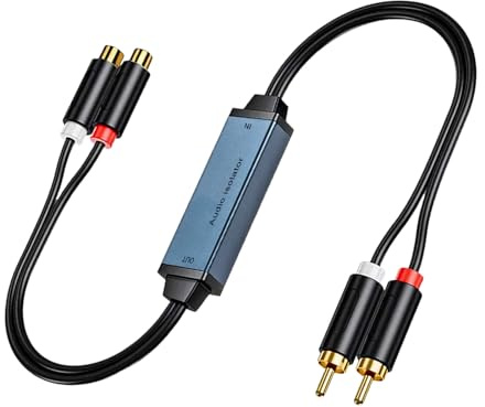 Danfetsoy Ground Loop Noise Isolator RCA, Gold Coating RCA Connectors Aluminum Shell Audio Eliminating Humming Noise for car and Home Using in Different situations