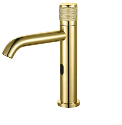 Advokingtap Grifo con sensor, grifo de agua automático para lavabo de baño, acero inoxidable 304, grifo frío individual, color dorado