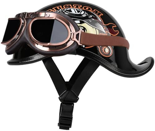 Casco Scodella Portatile Mezzi Caschi Jet Mezzo Caschi Da Motociclista Vintage Caschi Cromwell Caschi Casco A Scodella Scooter Motorino ECE/DOT Omologato Mezzo Elmetto Da Moto 4,M