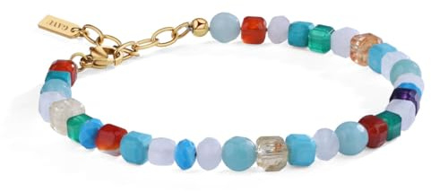 GAVU Damenschmuck Set Bunte Edelstein Perlenkette Armband für Frauen als Geschenk