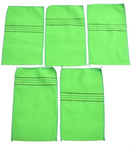 JoyousMall 5 paños exfoliantes para baño, toallas suaves para exfoliación y cuidado suaves de la piel (verde)