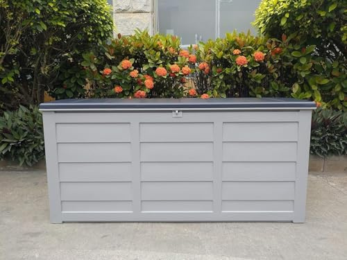 Large Garden Storage Box Heavy Duty Waterproof Outdoor Storage Weather Resistant, UV Protected, Lockable Garden Storage Container for Tools, Patio, Lawn & Garage, Huge Capacity, Zero Maintenance