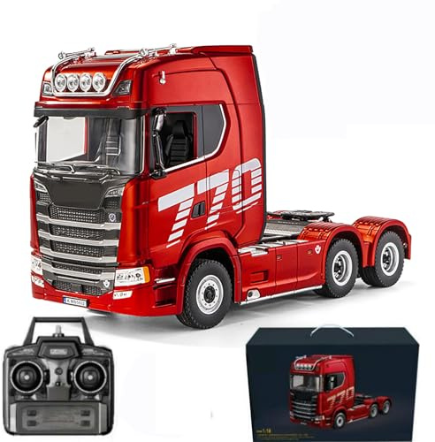 Ssccgym 19Channels 770S Hobby RC Tractor Truck Toys 1/18 Scale Light Sound Effects Remote Control Lorry Car Vehicle Trailer for 14y+ Beginners Adults + (6-Wheels)