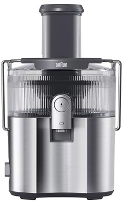 Braun MultiJuice 7 - Cold Press Juicer with ColdXtract Technology, Fresh Juice in 15 Seconds, 75 mm Feed Tube, 2L Pulp Container, One-Touch Anti-Drip System, Stainless Steel Filter, Grey (SJ7000)