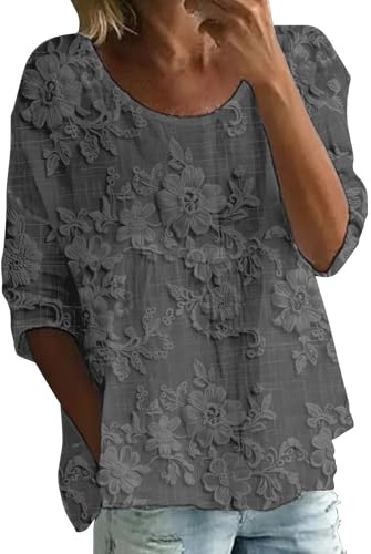 Generico Tshirts Donna Maglietta Donna Manica Lunga T Shirt Leggeri Sexy Girocollo Cotone Camicia Taglie Forti Fantasia Camicie Essentials Primaverile Maglietta Maniche Lunghe Cotone