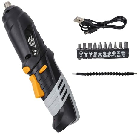 Yuanpgky USB Rechargeable Cordless Electric Screwdriver with 3.6V 1300mAh Li-ion Battery, 90°-180° Rotating Handle and Forward/Reverse Switch for DIY Furniture Assembly