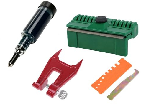 MeevrgR 5-teiliges Kettensägen-Führungsschienen-Wartungs-Set mit Rillenschiene, Kommode, Polierklinge, Fettwerkzeug, Reiniger für Sägekette, Stumpfschärffeilen-Schraubstock