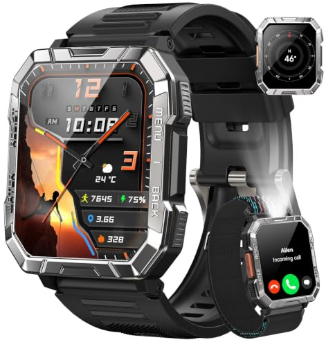 Blackview Smartwatch Uomo, Smartwatch Militare Uomo Fitness con Chiamate Bluetooth,2.01 Orologio Intelligente 112+ Modalità Sportive/900 mAh/Sonno/Cardiofrequenzimetro/Torcia/Bussola per Android IOS