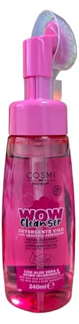 Cosmi Mousse Detergente Viso Aloe Vera e Acido Ialuronico 240 ml – Detergente Schiumogeno con Spazzola Esfoliante, Idratante e Delicato