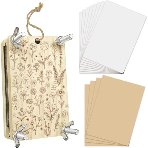 PRESSINART Blompresskit för torkning av små blommor 6,4 x 9,9 cm 4 lager växtpress i trä liten fickpress verktyg för vår- och sommarresor DIY