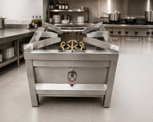 Home Express Commercial Stockpot Cooker, Stainless Steel, 20 Jet Burner, 500x500mm, LPG or Natural Gas, for Restaurants (Propane)