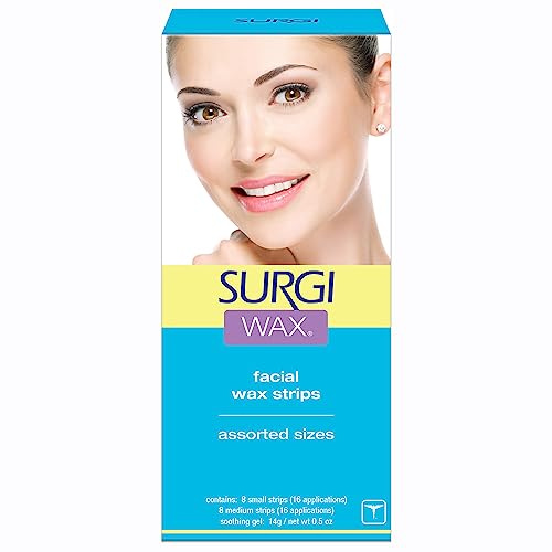 Surgiwax Facial Wax Strips, Honey - Facial Wax Strips for Women Hair Removal, Ideal for Face, Upper Lip & Chin, At Home Waxing, 1 Pack