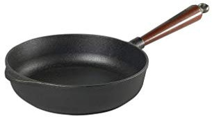Servierpfanne 25 cm Gusseisen mit Holzgriff und hohem Rand