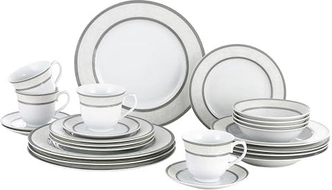 Porcelain Dinnerware Set, 24 Piece Service for 4 by Lorren Home Trends: Sirena Design