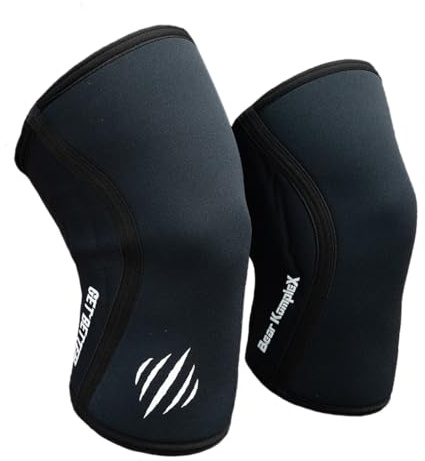 Bear KompleX Knee Sleeves (Sold AS A Pair of 2) Cross Fitness, Weightlifting, Powerlifting, Squats, and More. Neoprene Compression Comes in 5mm and 7mm Thickness and Multiple Colors, Black 7mm Small