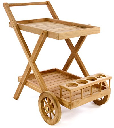 Divero Servierwagen Rivera mit Rädern aus Teakholz, behandelt - Farbe: Braun