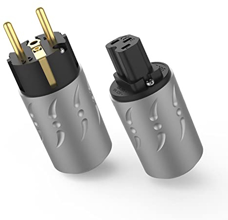 Viborg VE502G+VF502G High End Schukostecker Netzstecker+HiFi Kaltgerätestecker (Reines Kupfer Vergoldet)