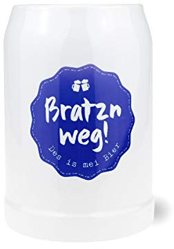 Bavariashop BierkrugBratzn weg, 0.5 Liter, Zünftige Geschenkidee für Sammler und Bierfans