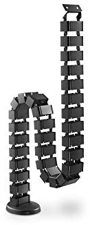 DIGITUS Guía de cables vertical - Gestión de cables flexible para el escritorio - Base metálica - Altura del escritorio hasta 130 cm - Negro