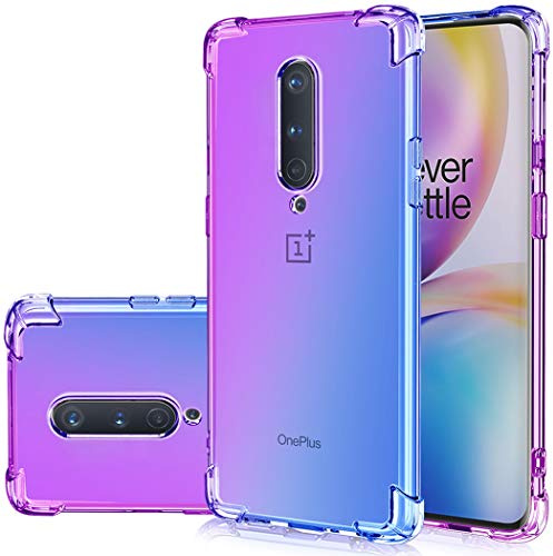 Jhxtech OnePlus 7 Pro Case Funda para teléfono móvil, Transparente y Linda Degradado Funda para teléfono móvil Delgado TPU Funda Protectora a Prueba de Golpes para OnePlus 7 Pro (púrpura/Azul)