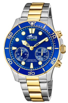 Lotus Uhr Smart Herren Hybrid Connected aus Edelstahl 316l | Analog-Smartwatch, Wasserdicht 10 ATM 18801/1, Musiksteuerung, Schrittzähler, Anrufbenachrichtigung und -ablehnung