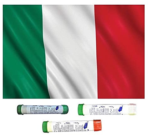 Zeus Party kit del Tifoso XXL - Bandiera Tricolore della Nazionale Italiana - Bandiera Italia Gigante 3Mt x 5Mt con Sei Fumogeni (Durata 60sec.) 2 Fumogeno Verde, 2 Bianco e 2 Rosso