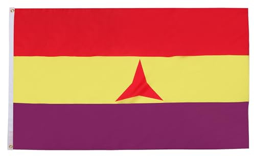 AZ FLAG Flagge Zweite Spanische Republik Internationale Brigaden 90x60 cm | Für innen und außen Republik Spanien dekorative Flagge doppelte Nähte und verstärkte Kanten mit Metallösen 100D Polyester