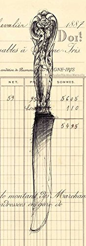 Immagine su TELA ROLLED Coltello Documento Z Studio - Country French Art print Coltello Cucina Menu Tela Francese Fine Art 57_X_19_in