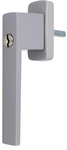 Aluminium Fenstergriff Quadrat abschließbar, Farbe:Silber matt RAL 9006, Stiftlänge:30mm