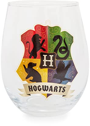 Harry Potter Hogwarts Crest Stemless Wine Glass | Holds 20 Ounces
