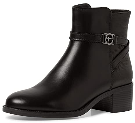 Tamaris Mujer Botines, señora Botines,TOUCHit,Botas,Medias Botas,botín,Tobillo Alto,Cremallera,Black/Struct.,39 EU