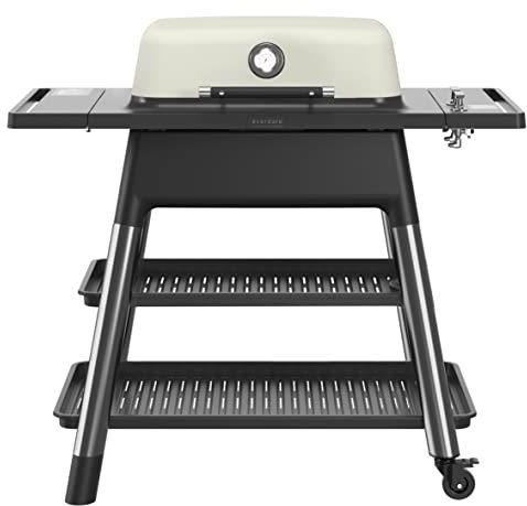 POWERHAUS24 Everdure Force - Barbecue a gas con 2 bruciatori ad alte prestazioni a forma di O, perfetta distribuzione del calore integrati, piedini aggiuntivi per uso mobile, colore: Stone
