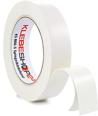 KLEBESHOP24 Spiegelklebeband doppelseitig 1 mm Dicke, 50 mm x 5 m | Universelles Montageband, Klebeband für raue Untergründe, stark klebend