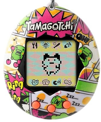 Bandai Tamagotchi Original Kuchipatchi Comic Book Shell | Tamagotchi Original Cyber Pet 90s Adults and Kids Toy with Chain | Retro Virtual Pets are Great Boys and Girls Toys or Gifts for Ages 8+