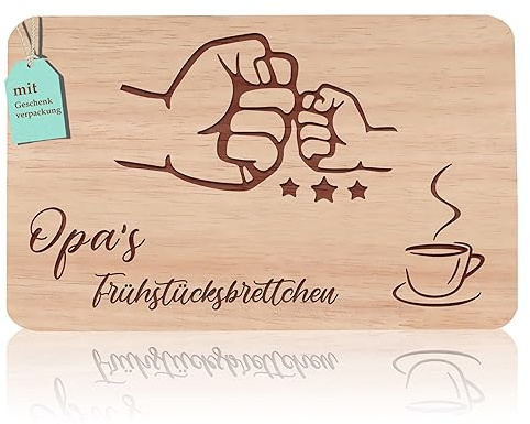 Frühstücksbrettchen opa geschenke | Brotzeitbrett mit Gravur | “OPA'S FRÜHSTÜCKSBRETTCHEN” Geschenkidee ideal für Großväter, Vatertag, Geburtstags, Weihnachten,Buchenholz