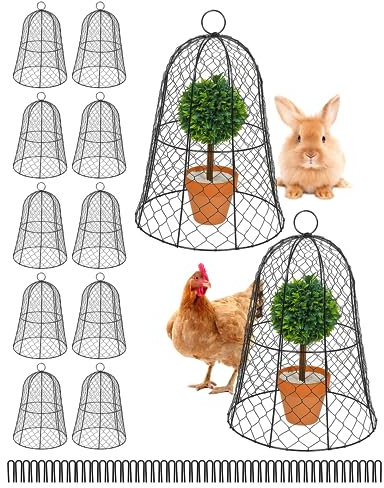 FAHKNS Gartenglocke aus schwarzem Metall, 6 Stück, 33 cm D x 40 cm, Pflanzenschutz und Abdeckung, Pflanzenglocke von Kaninchen, Vogeltieren, winddicht, für den Innen- und Außenbereich geeignet