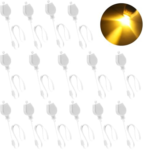Encham 15 Stück LED Ballonlichter Mini LED Warmweiße Beleuchtung Ballon Lichter mit Seil für Papierlaterne Luftballons Dekoration für Weihnachten Hochzeit Party
