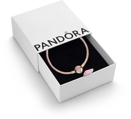 PANDORA Moments, Crown O Snake Bracelet, 14k Rose Gold | 14k Rose Gold-Plated Snake Chain Charm Bracelet, Sparkling Crown O Clasp, Add Pandora Charms & Clips to Style