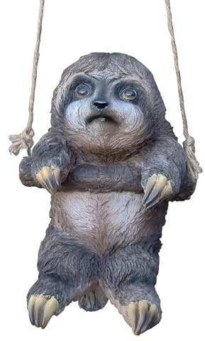 Fachhandel Plus – Dekofigur Faultier aus Polyresin, wetterfest für Garten & Wohnbereich - Realistische Gartendeko & Tierfigur zum Hängen, Sitzen oder Stellen (Josh)