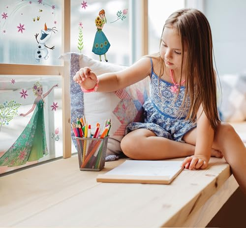 Disney Fenstersticker - Frozen Flower - Größe 30 x 30 cm, 2 Bogen - Kinderzimmer, Babyzimmer, Fensteraufkleber, Fensterbild