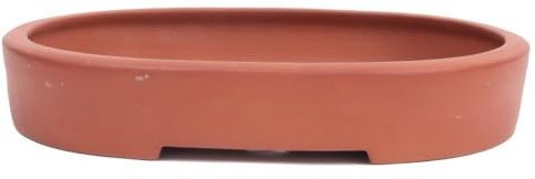 generisch Tokoname Bonsaischale von Koyo 29 x 22,5 x 5,5 cm, oval rotbraun unglasiert 58075