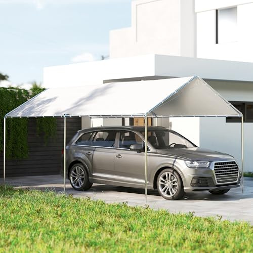 Outsunny Carpa Garaje para Coche 3x6 m Cochera Exterior Portátil Blanco