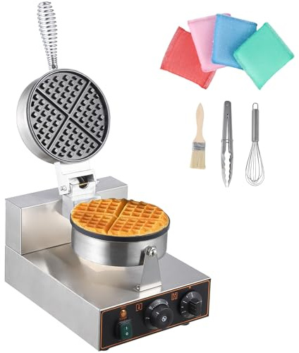 Litake Commercial Waffle Cone Maker 1200W 110V Stainless Steel Electric Ice Cream Cone Maker Machine with 8.3” Non-stick Baking Tray, Temperature & Time Control for Restaurant, Coffee Shop