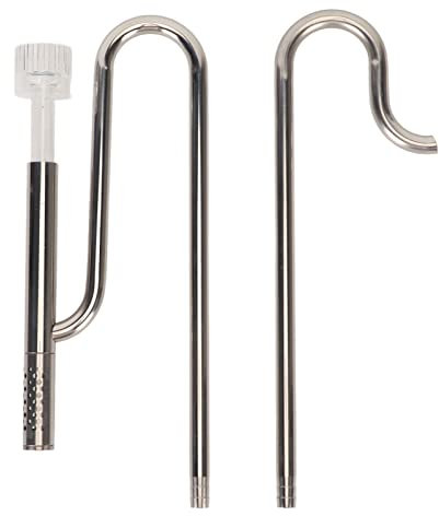 JTLB Juego de tubos de salida de entrada ajustables de acero inoxidable 304 con skimmer para filtro de acuario (salida de 12 mm con entrada de película de desaceitado de 12 mm)