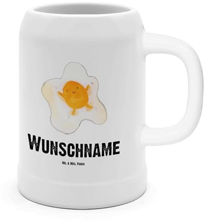 Mr. & Mrs. Panda Personalisierter Bierkrug Spiegelei Ei - Personalisierte Geschenke, Glücklich, Tiermotive, Mit Namen, Liebe, Schön, Steinkrug, Personalisiert, Krug, Tag