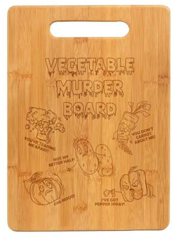 Bamboo Wood Cutting Board Vegetable Murder Board Funny